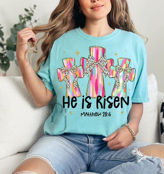 Brush Stroke Crosses He is Risen - DTF