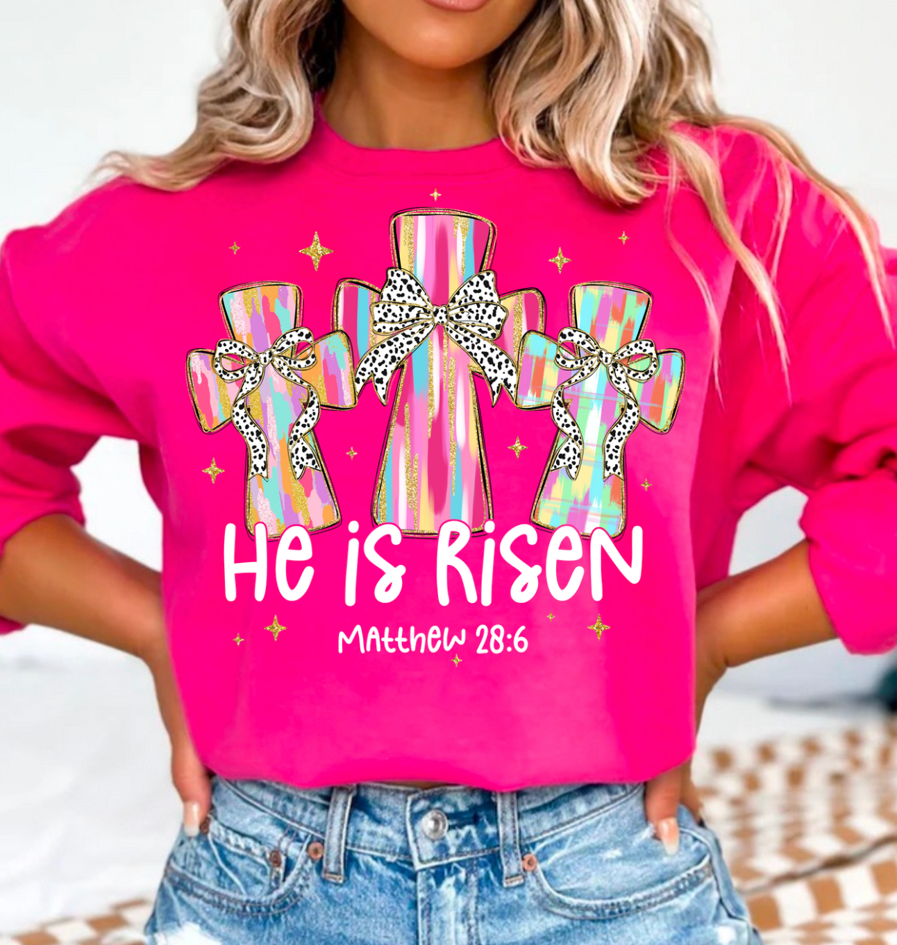 Brush Stroke Crosses He is Risen - DTF