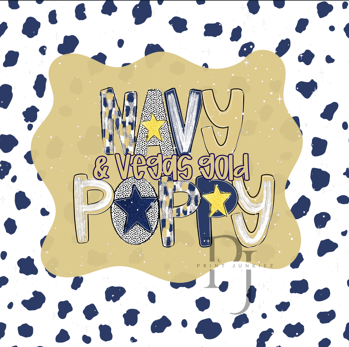 Navy & Vegas Gold Poppy - CUSTOM - DTF