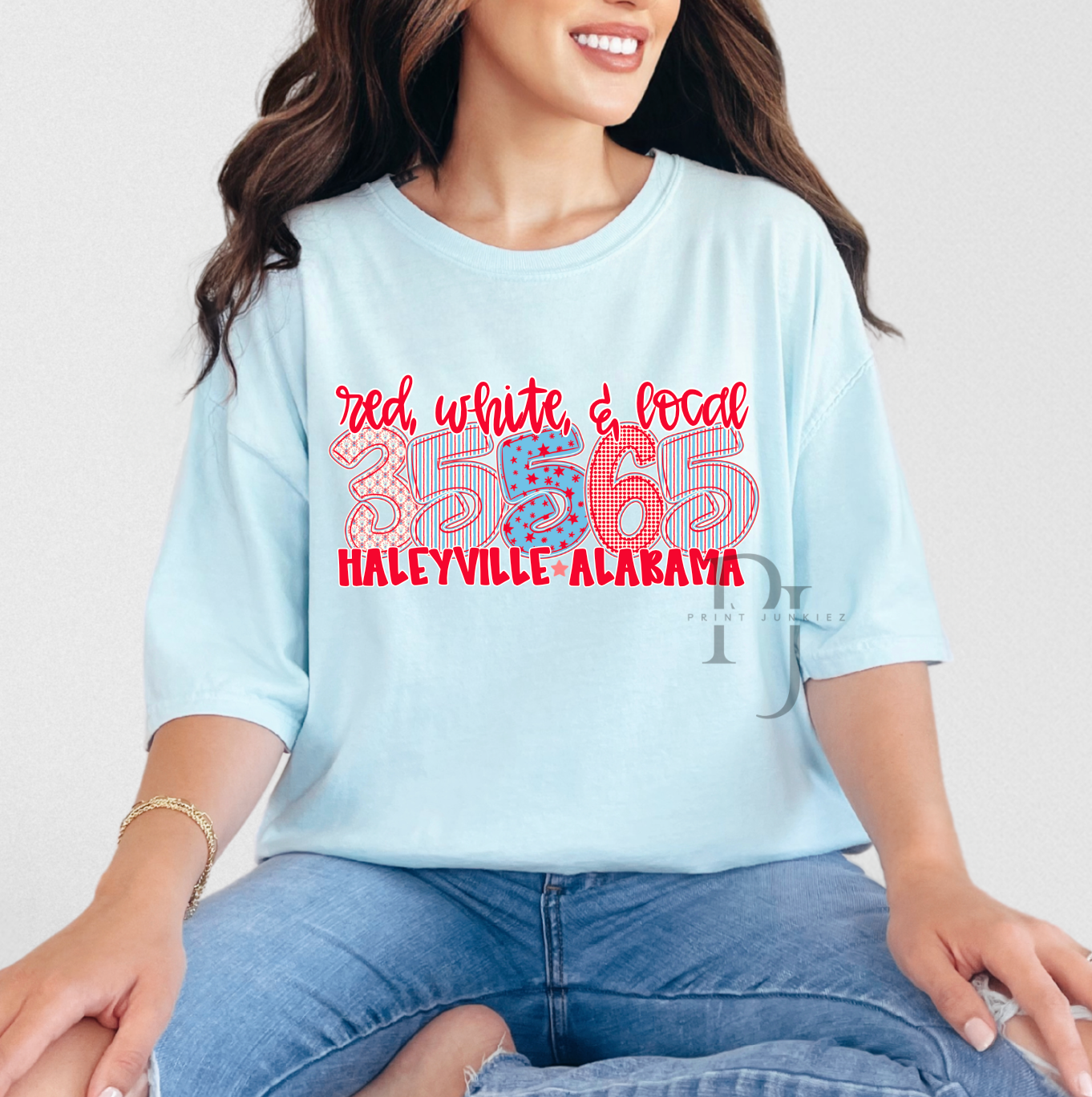 red, white, & local zip code customs - DTF - CUSTOM