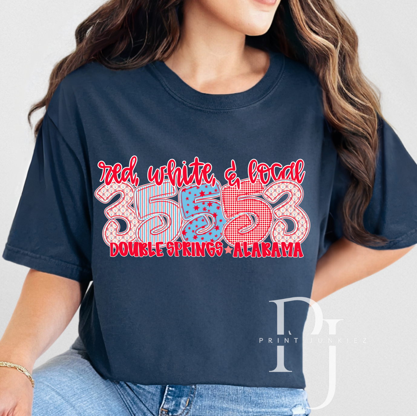 red, white, & local zip code customs - DTF - CUSTOM