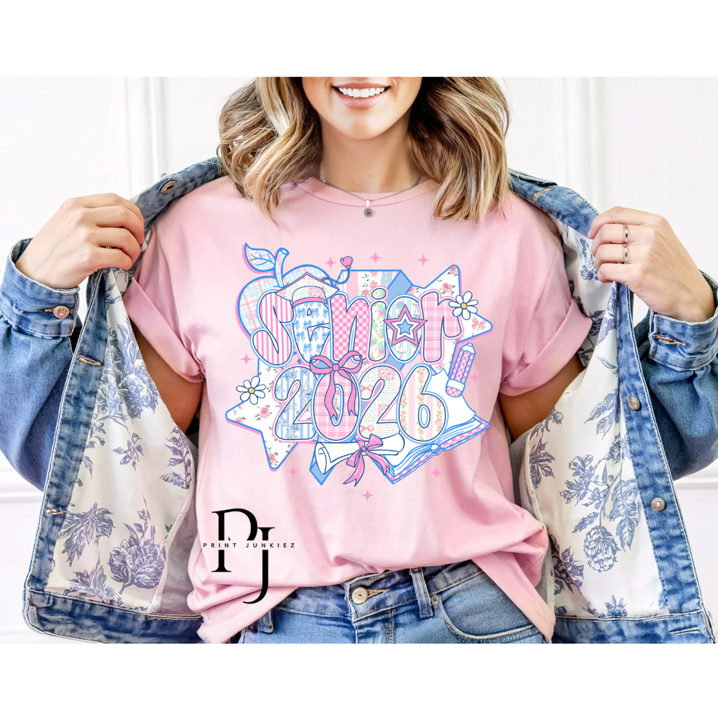 Senior 2026 Pink & Blue Floral Coquette - DTF