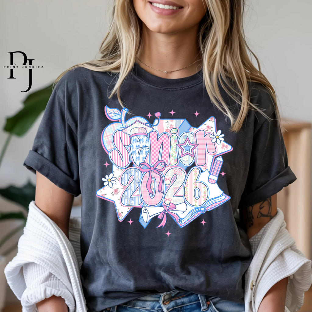 Senior 2026 Pink & Blue Floral Coquette - DTF