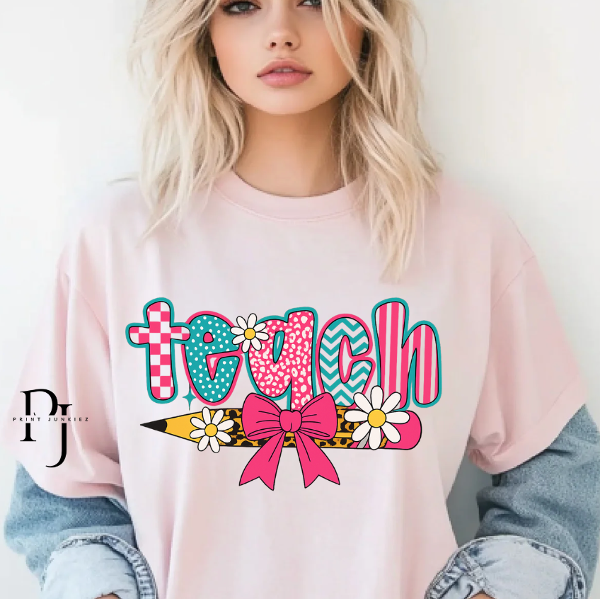 Teach Retro Teal & Pink - DTF