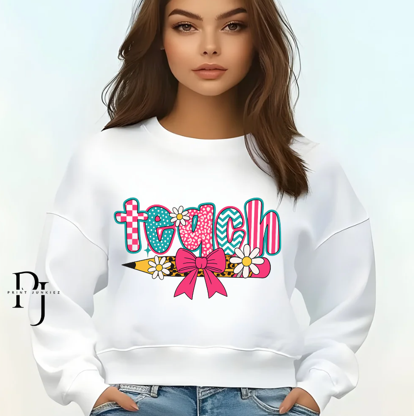 Teach Retro Teal & Pink - DTF