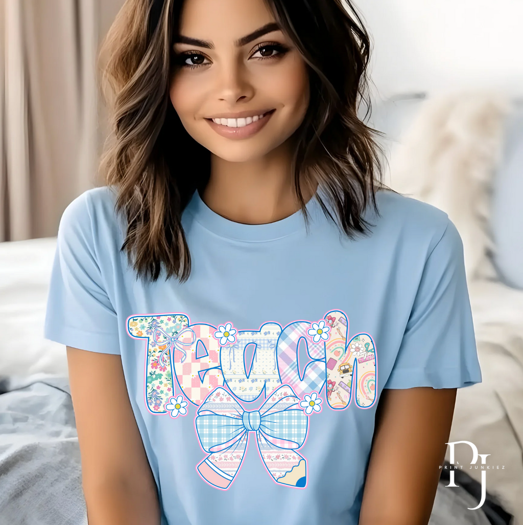 Teach Retro Pencil Bow - DTF