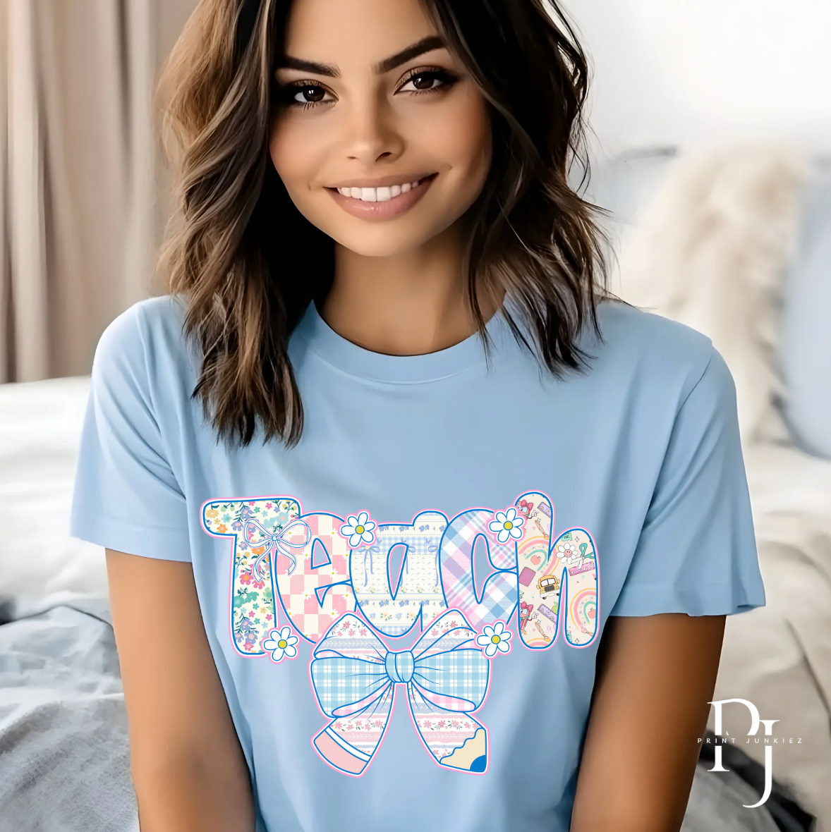 Teach Retro Pencil Bow - DTF