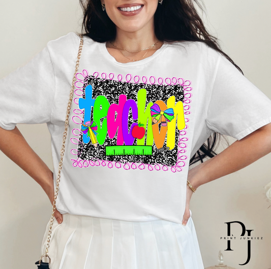 Composition Teacher Retro Neon - DTF