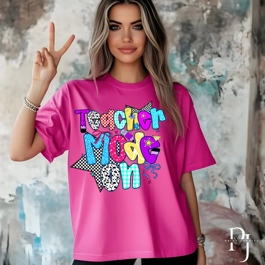 Teacher Mode On Retro Neon - DTF