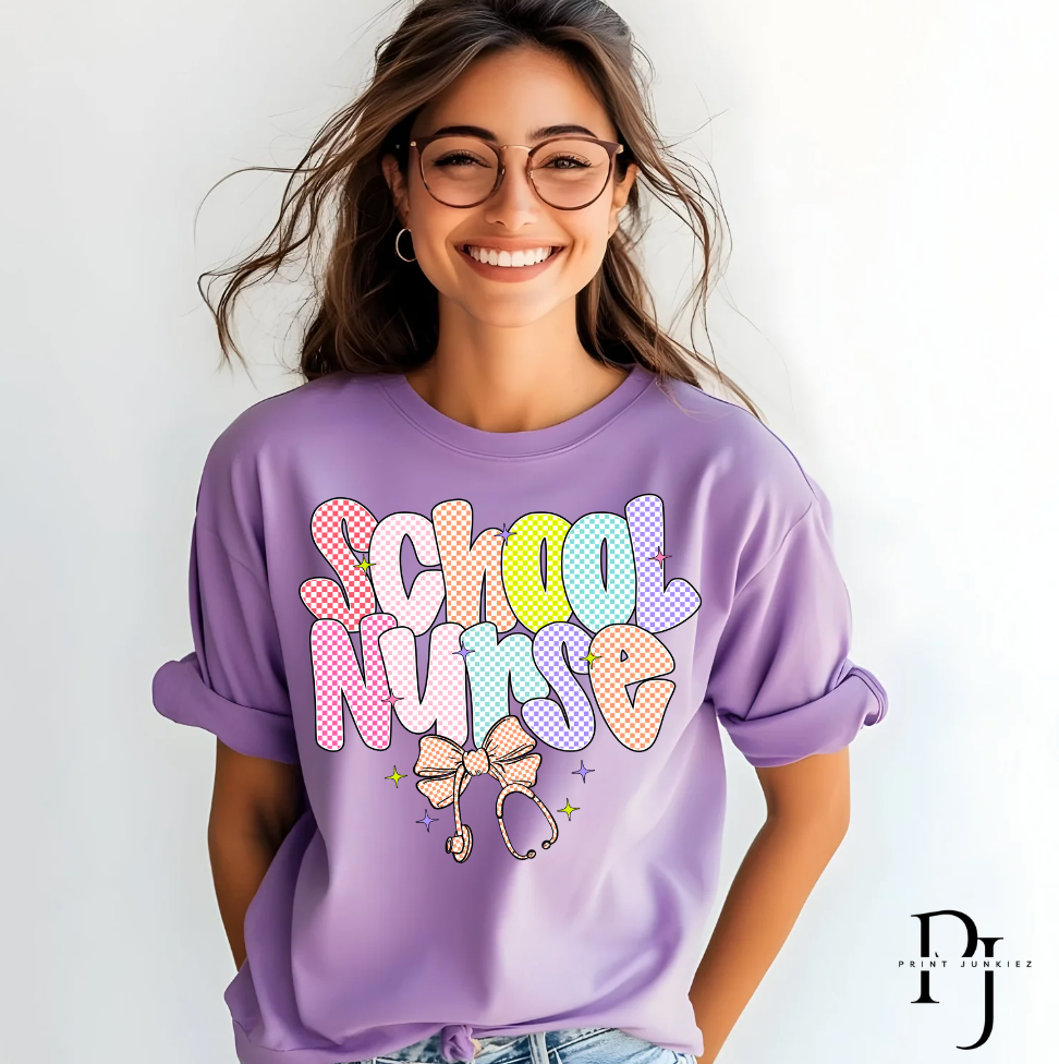 School Nurse Checkered - DTF