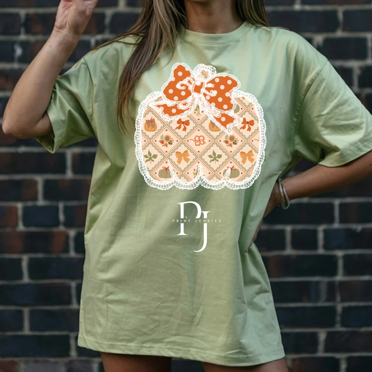 Lace Pumpkin Bow - DTF