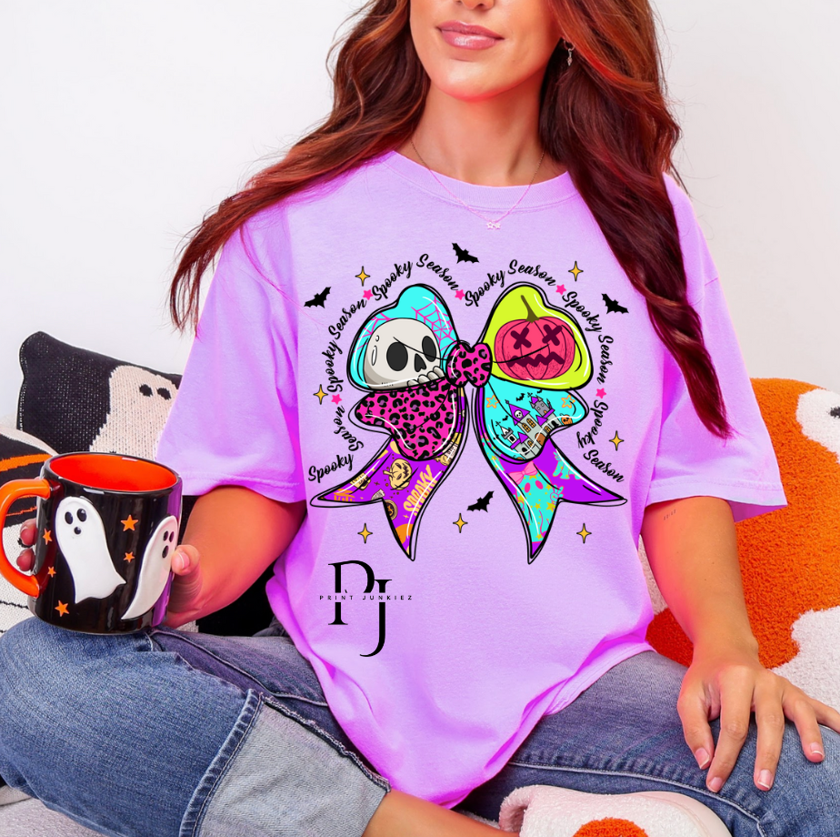 Neon Halloween Spooky Bow - DTF