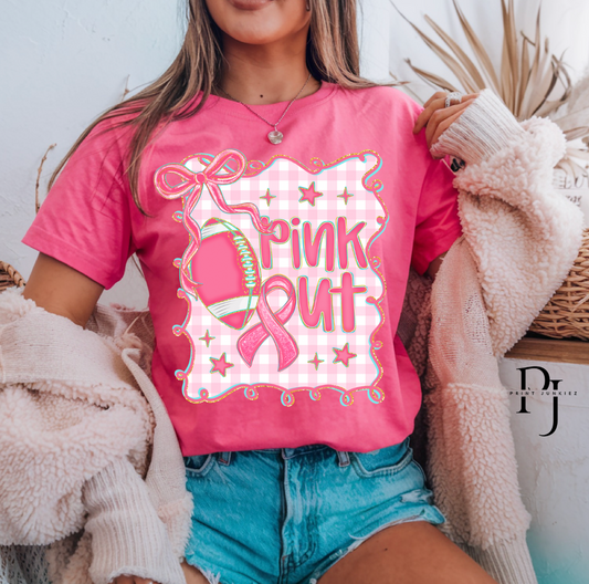 Pink Out Coquette Frame Football - DTF