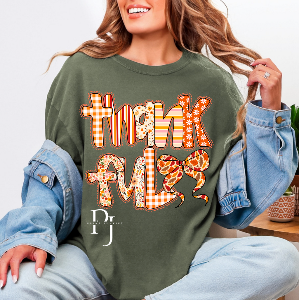 Retro Thankful Bow - DTF