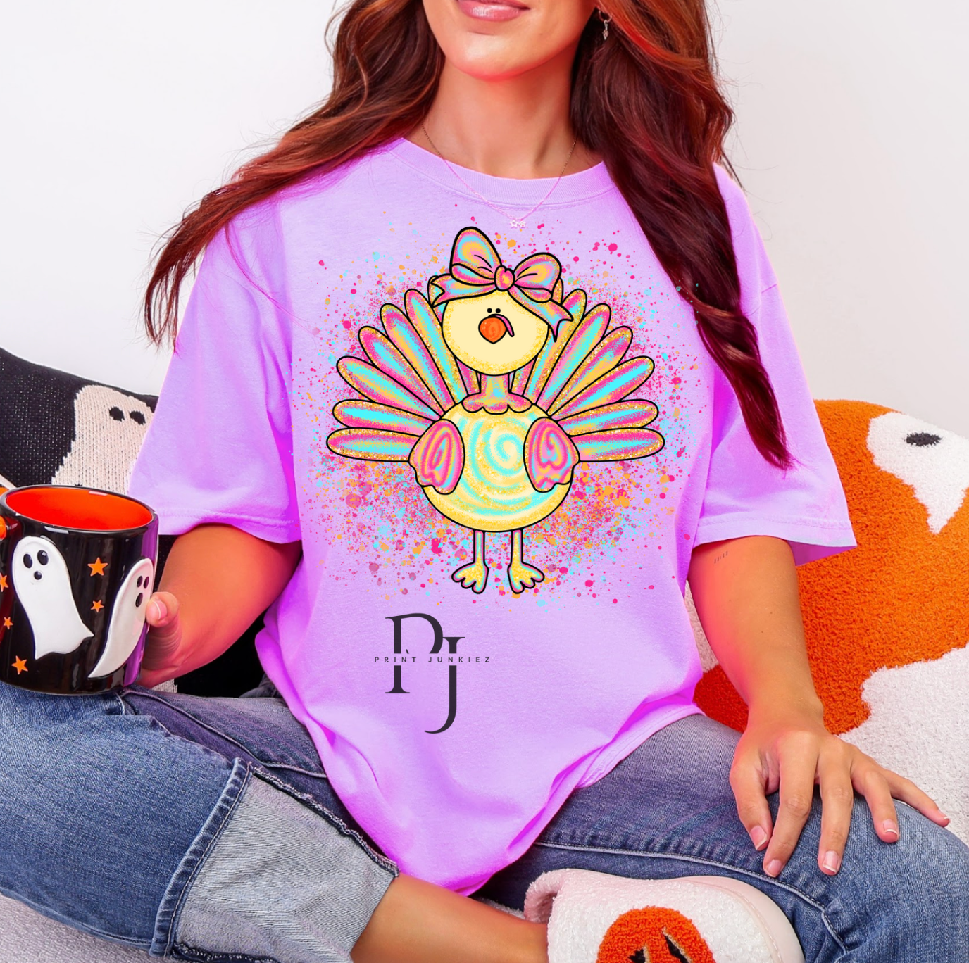 Neon Paint Splatter Turkey - DTF