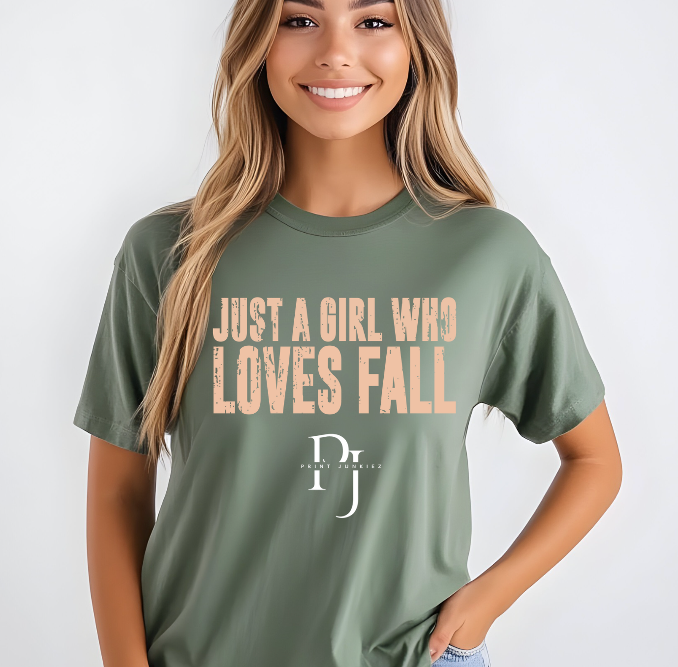 Just a Girl who Loves fall distressed - DTF