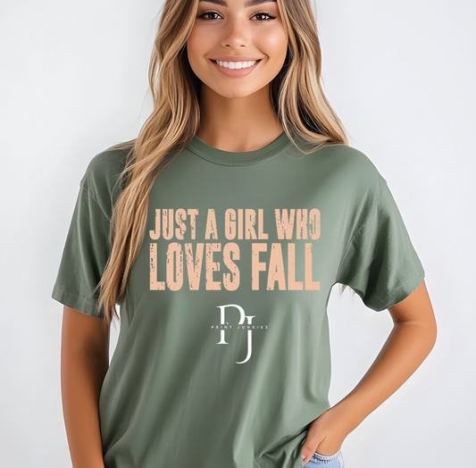 Just a Girl who Loves fall distressed - DTF