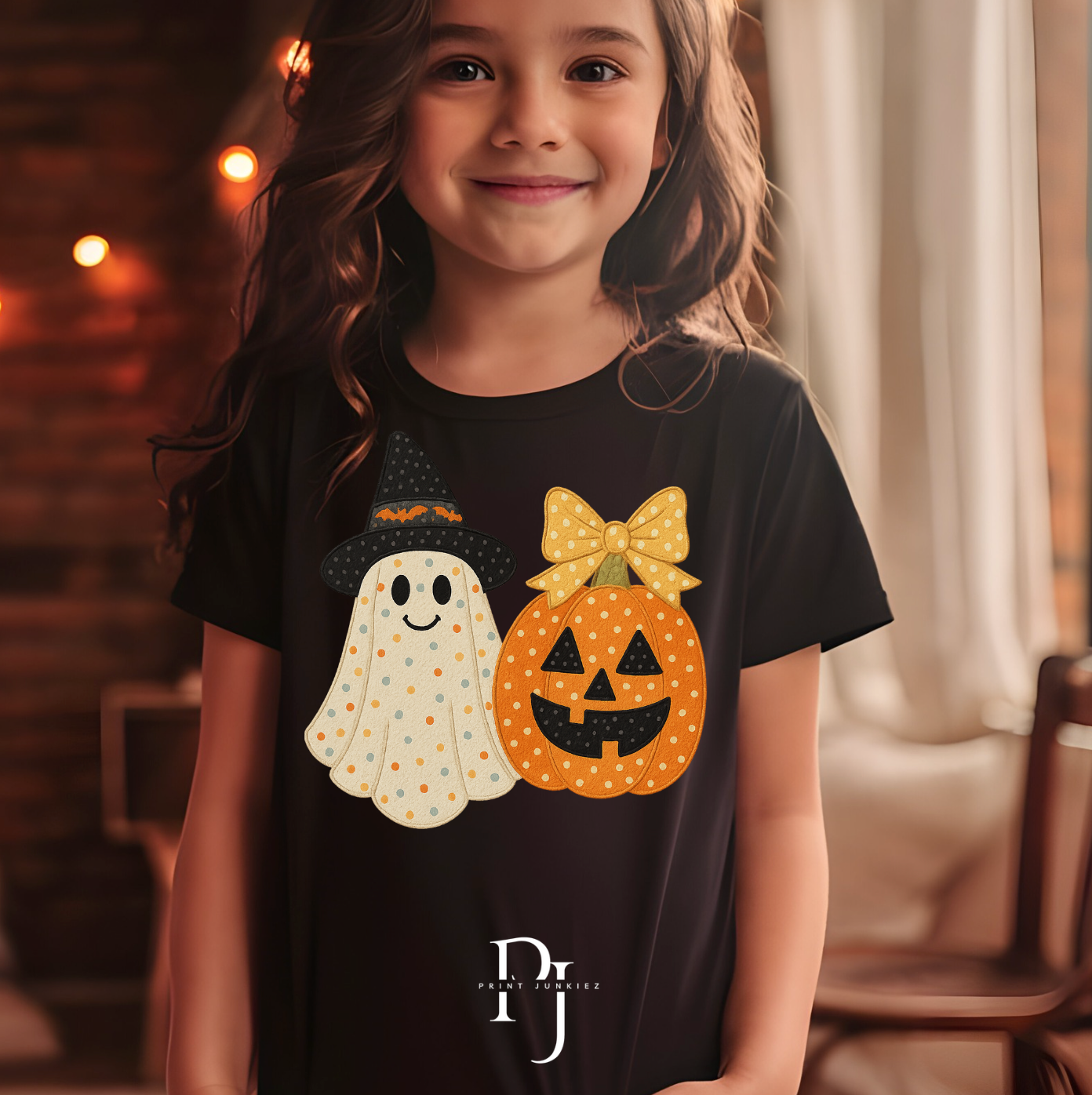 Faux Halloween Ghost & Pumpkin - DTF