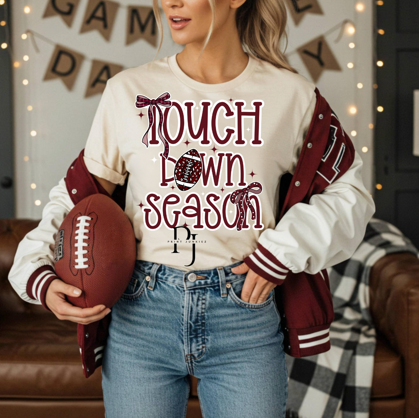 Touchdown Season Preppy Cardinal & White - DTF