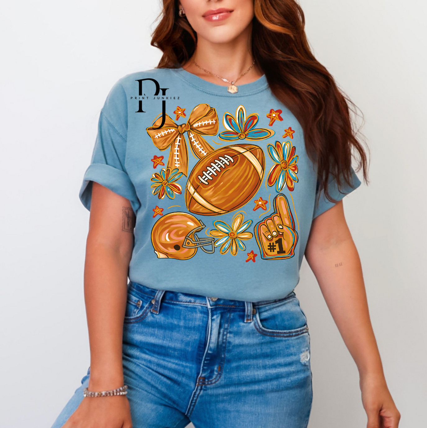 Preppy Floral Football Mix - DTF