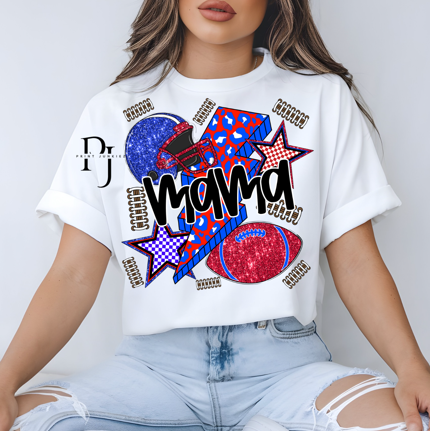 Football Mama Preppy Red & Blue - DTF