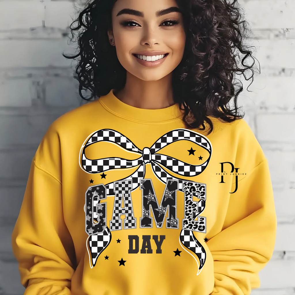 Glitter Game Day Bow - DTF