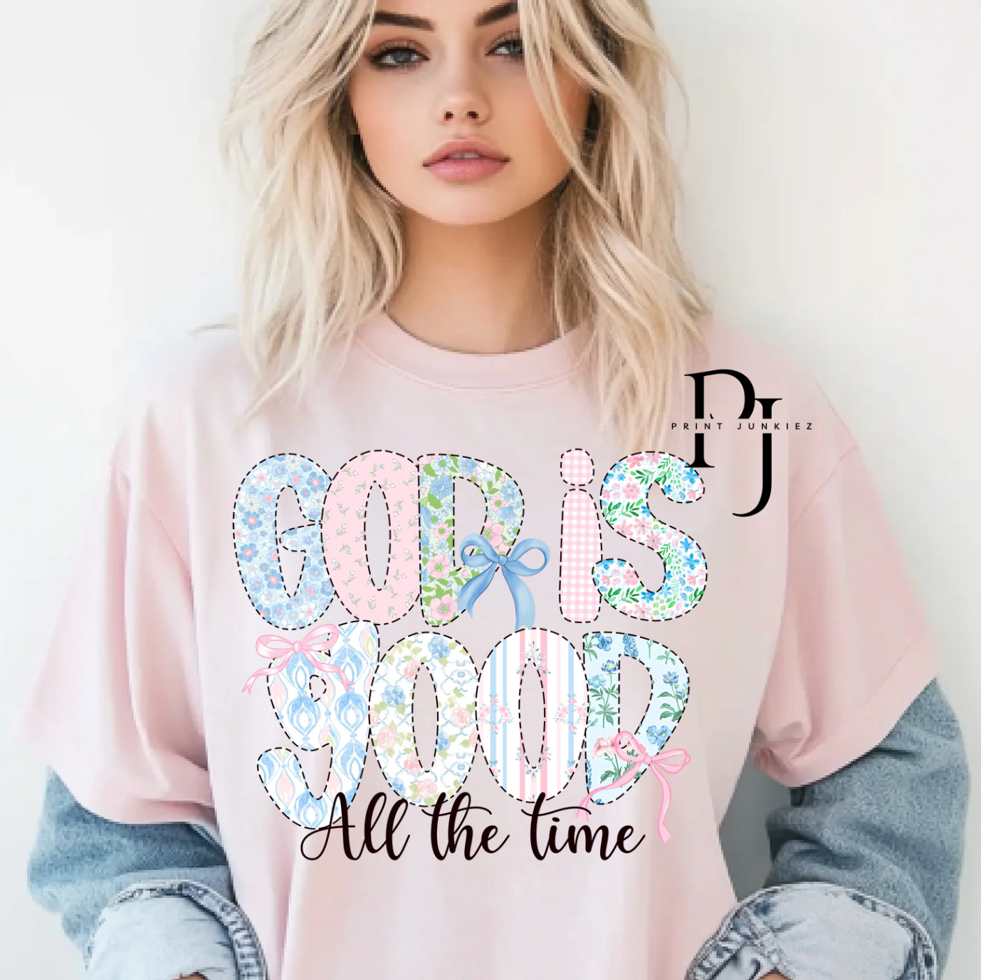 God is Good all the time Floral Preppy - DTF