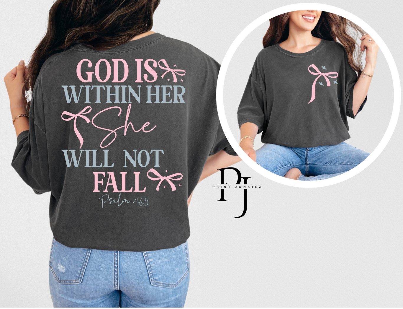 God is Within Her She Will Not Fall + Pocket - DTF