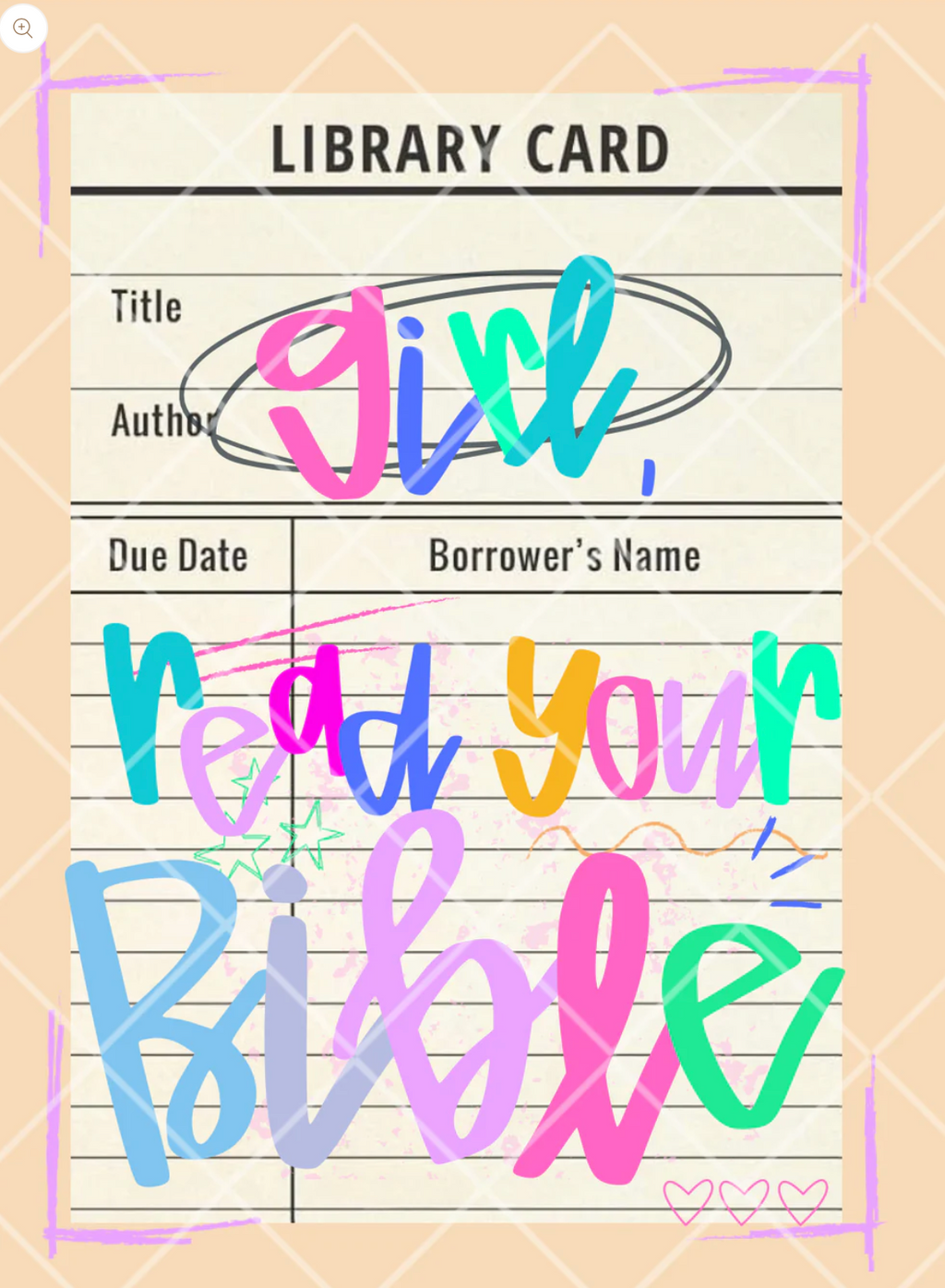 Girl Read Your Bible Library Card - DTF