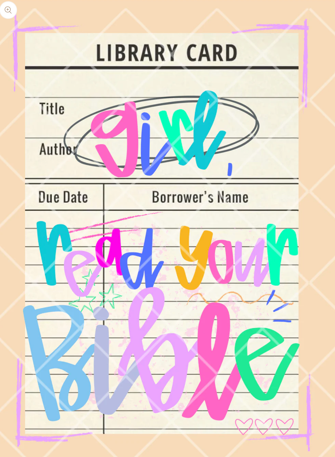Girl Read Your Bible Library Card - DTF