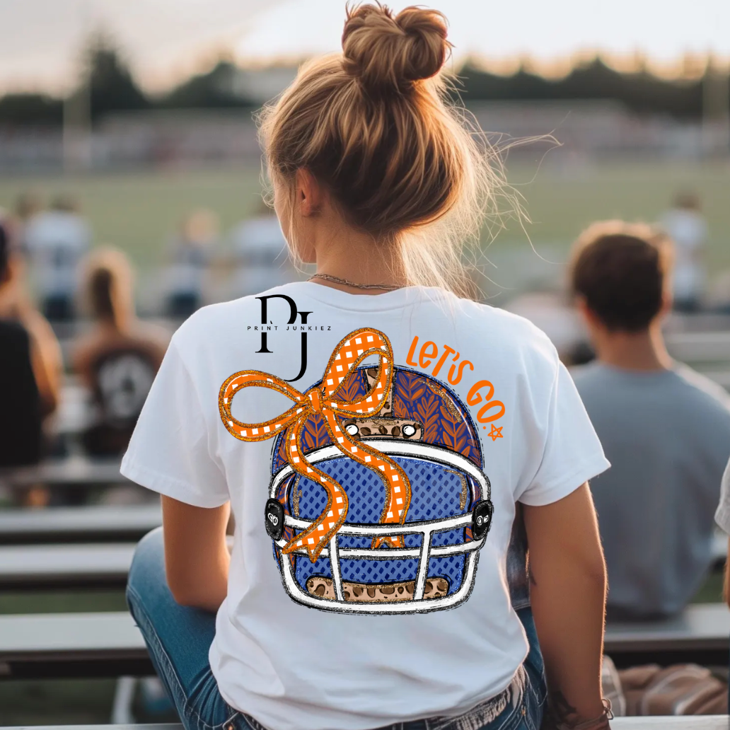 Orange & Blue Preppy Football Helmet - DTF