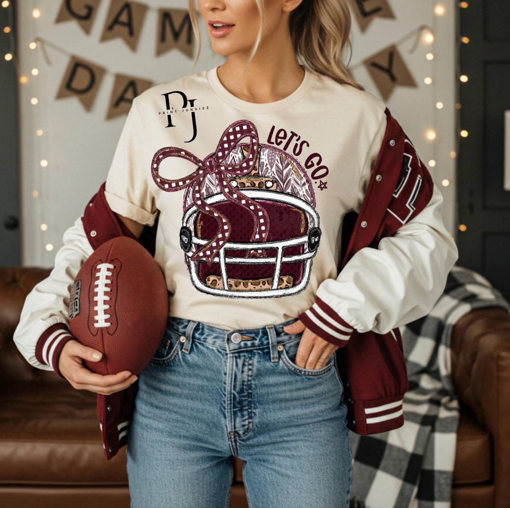 Maroon Preppy Football Helmet - DTF