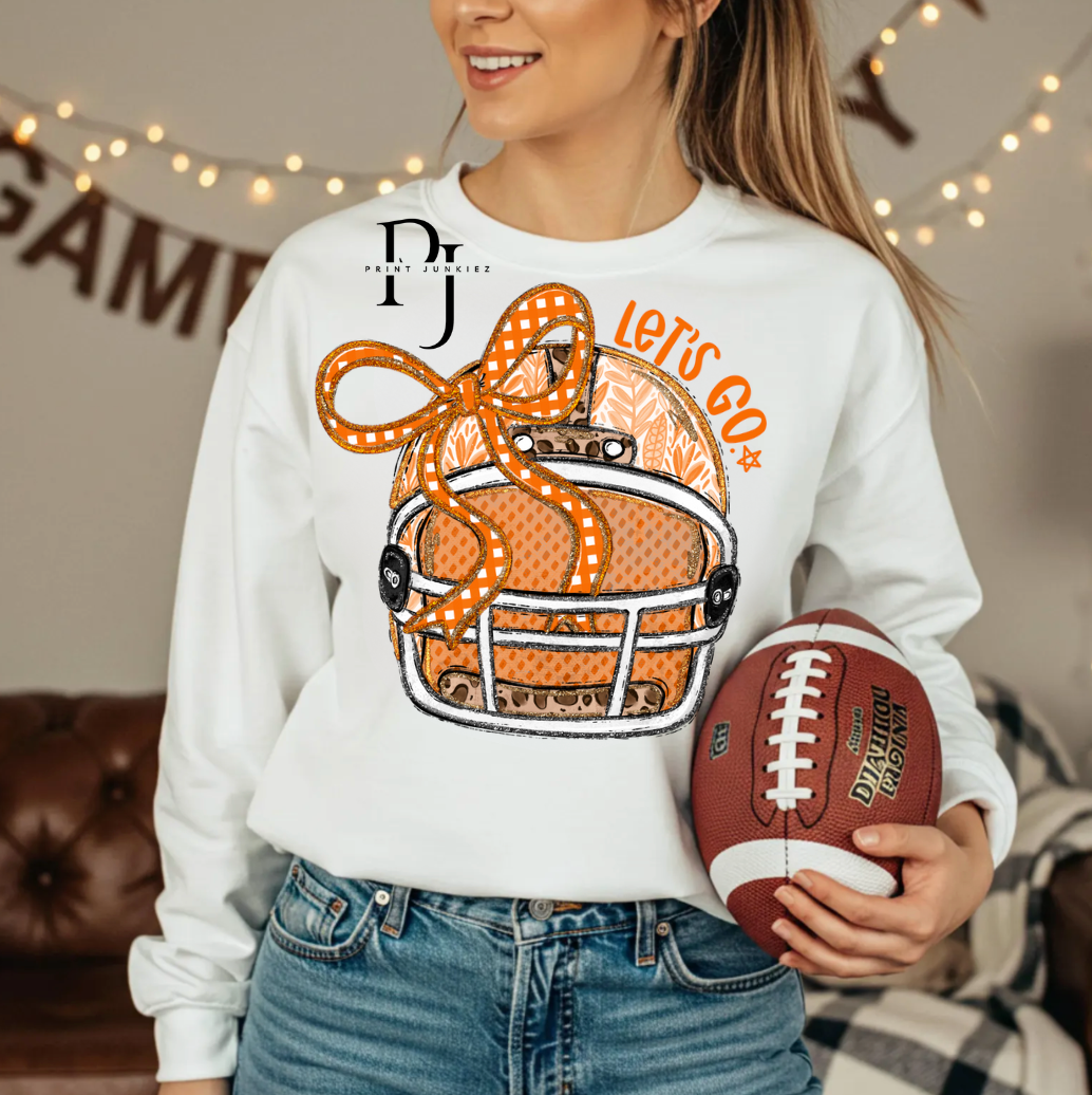 Orange Preppy Football Helmet - DTF