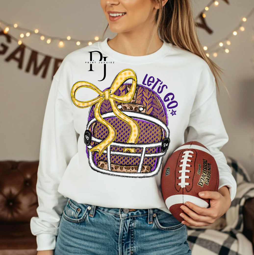 Purple & Gold Preppy Football Helmet - DTF