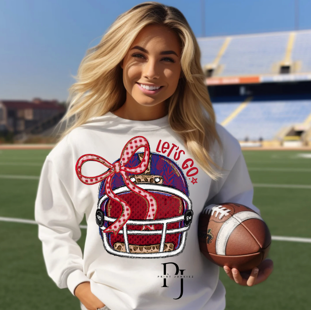 Red & Blue Preppy Football Helmet - DTF