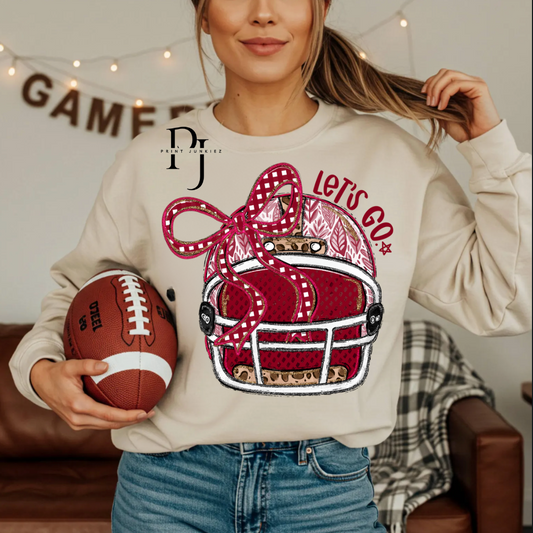 Crimson Preppy Football Helmet - DTF