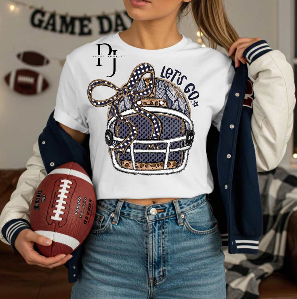 Navy Preppy Football Helmet - DTF