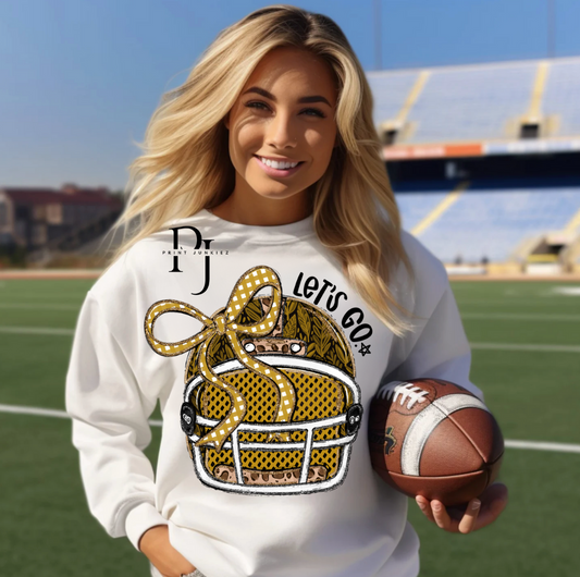 Black & Gold Preppy Football Helmet - DTF