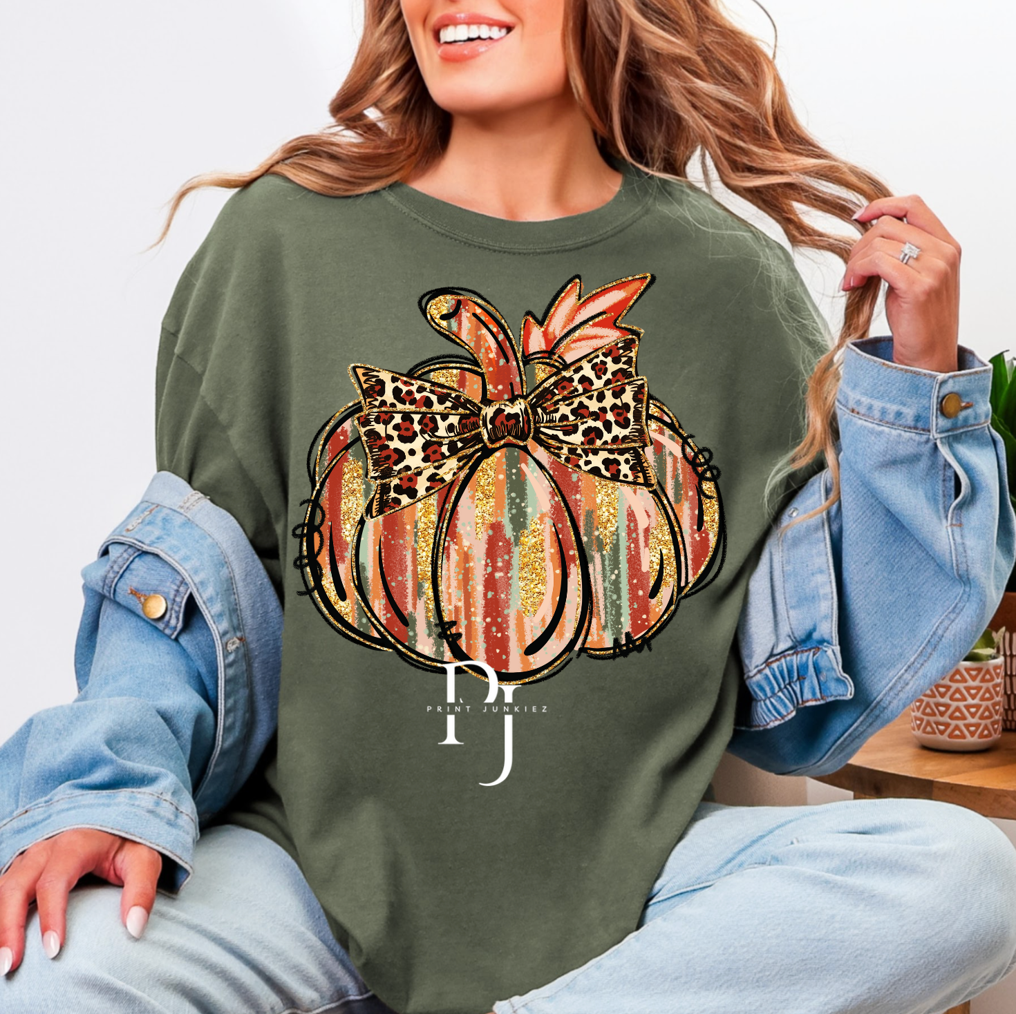 Glitter Paint Brush Stroke Pumpkin - DTF