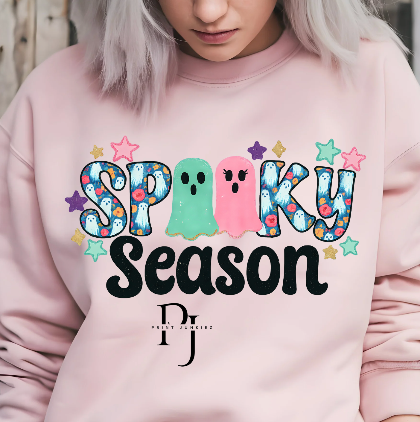 Blue Ghost Floral Spooky Season - DTF