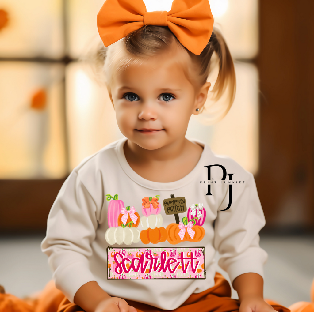 Pink Pumpkin Patch Name Tag - CUSTOM - DTF