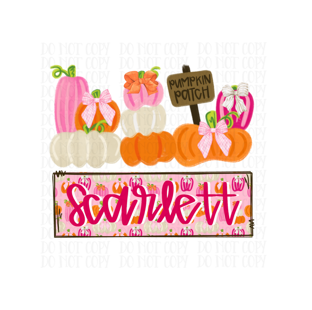 Pink Pumpkin Patch Name Tag - CUSTOM - DTF