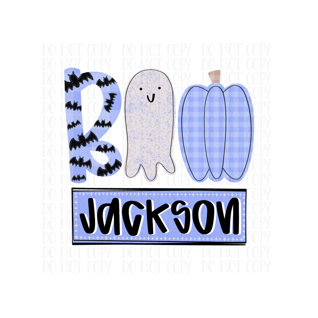 Blue BOO Name Tag - CUSTOM - DTF