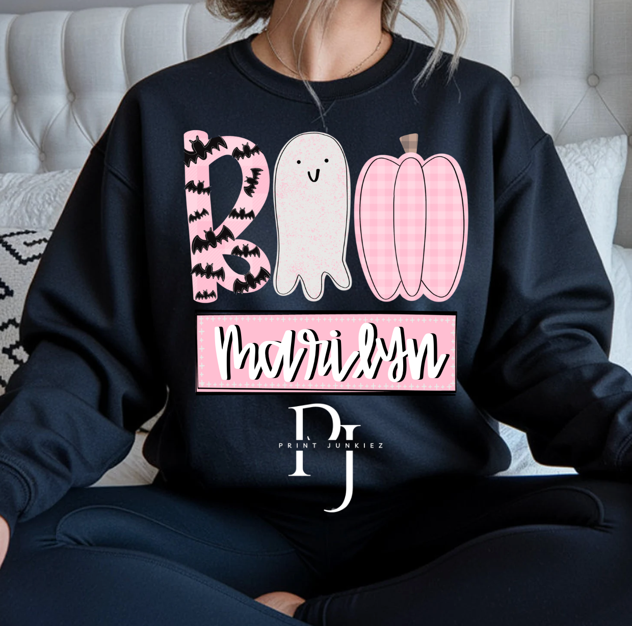 Pink BOO Name Tag - CUSTOM - DTF