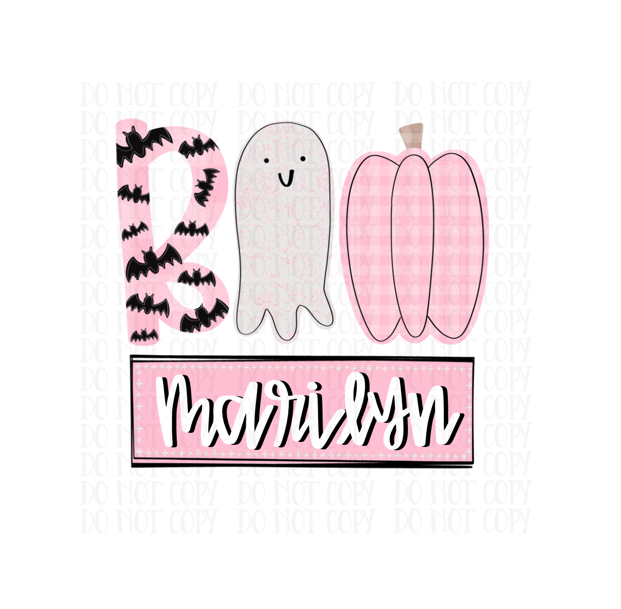Pink BOO Name Tag - CUSTOM - DTF
