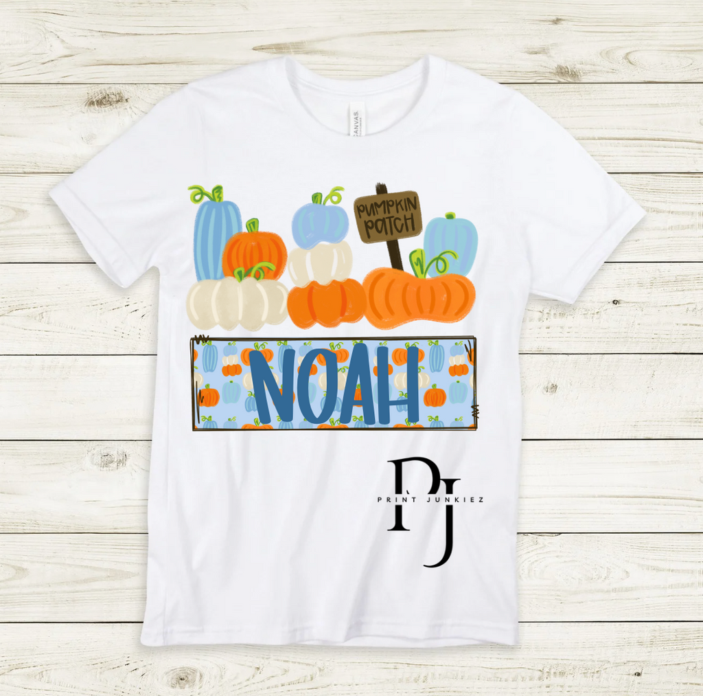 Blue Pumpkin Patch Name Tag - CUSTOM - DTF