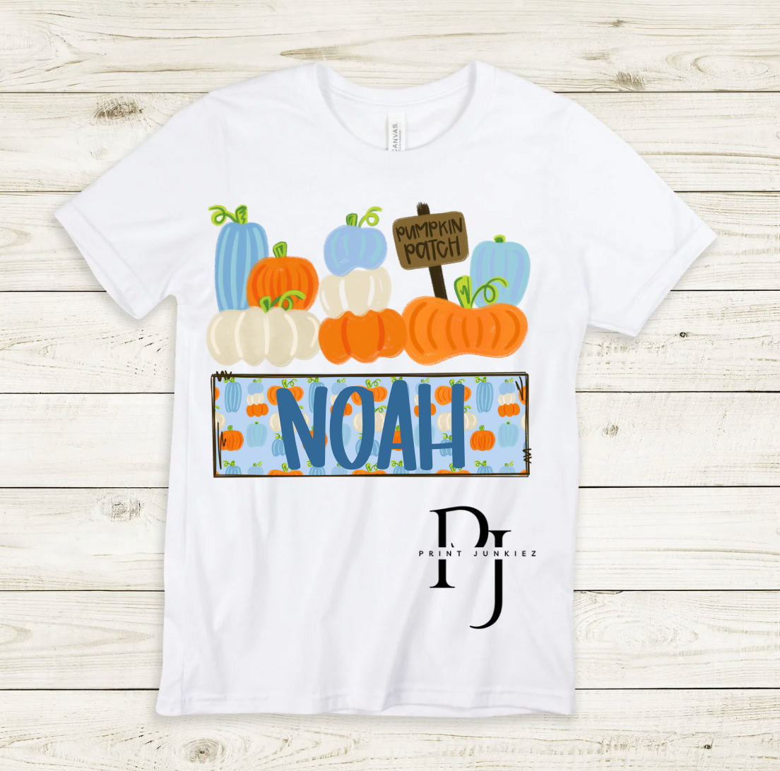 Blue Pumpkin Patch Name Tag - CUSTOM - DTF