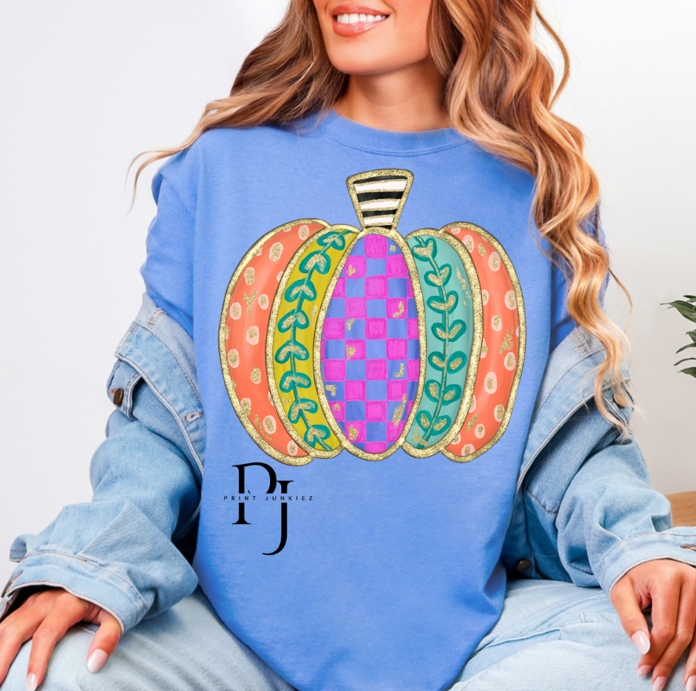 Hand Painted Glitter Pumpkin - DTF