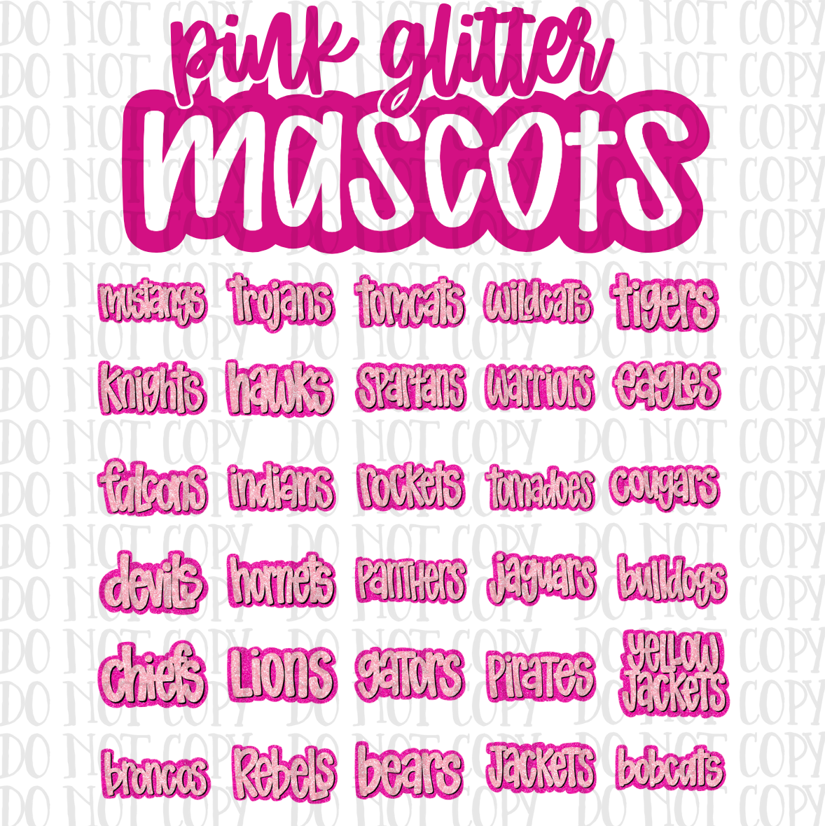 Pink Glitter Mascots - CUSTOM - DTF