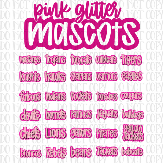 Pink Glitter Mascots - CUSTOM - DTF